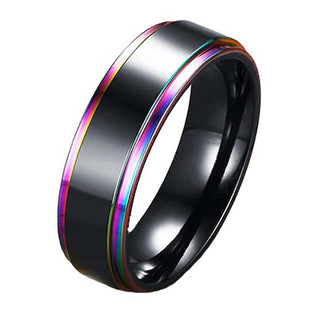 Buy groove-rainbow Tungsten Carbine Ring