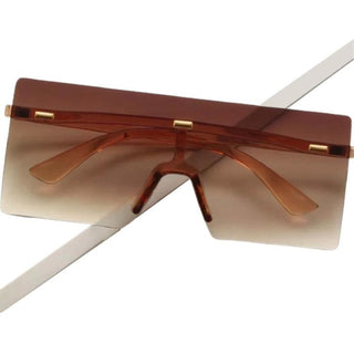 Saddle Brown *Ombre Lens flat top shield sunglasses*