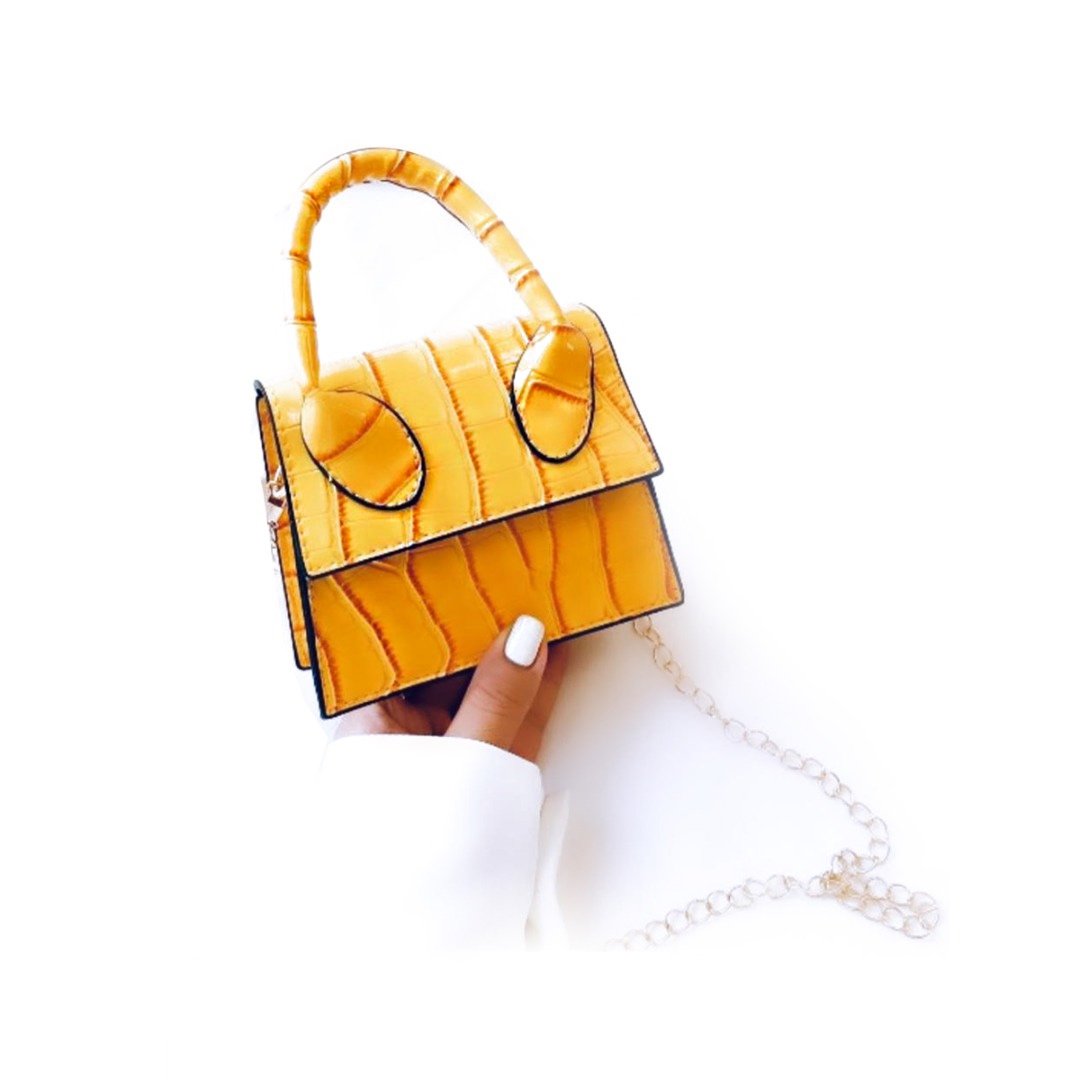 New Women Felt Bag Alligator Print Heart Shaped Bag Chain