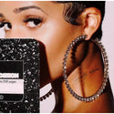 Black Punk Rhinestone Big Hoop Earring