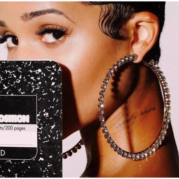 Black Punk Rhinestone Big Hoop Earring