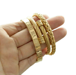 Buy gold 3pcs/Set Titanium Steel Bracelet