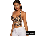 Snow *Leopard print  tie back crisscross halter top*